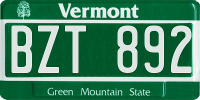VT license plate BZT892
