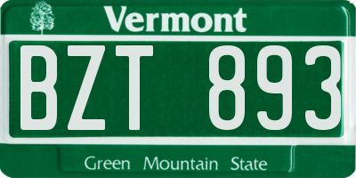 VT license plate BZT893