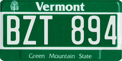 VT license plate BZT894
