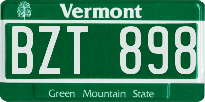 VT license plate BZT898