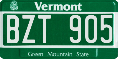 VT license plate BZT905