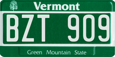 VT license plate BZT909