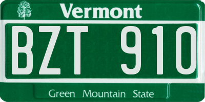 VT license plate BZT910