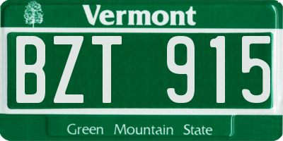 VT license plate BZT915