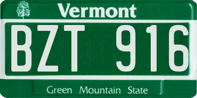 VT license plate BZT916