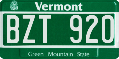 VT license plate BZT920