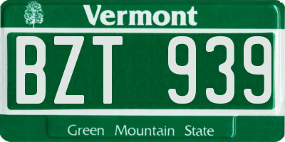 VT license plate BZT939
