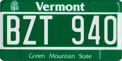 VT license plate BZT940