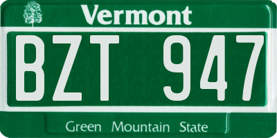 VT license plate BZT947