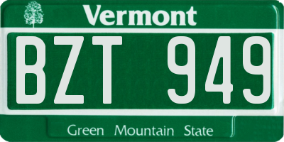 VT license plate BZT949