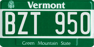 VT license plate BZT950
