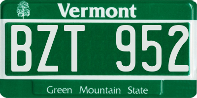 VT license plate BZT952