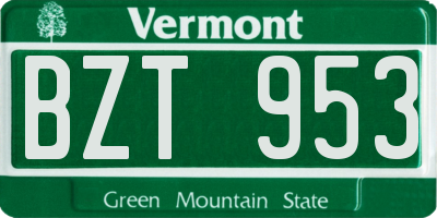 VT license plate BZT953