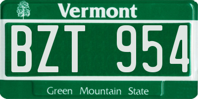 VT license plate BZT954
