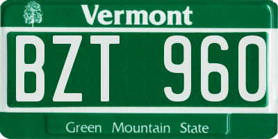 VT license plate BZT960