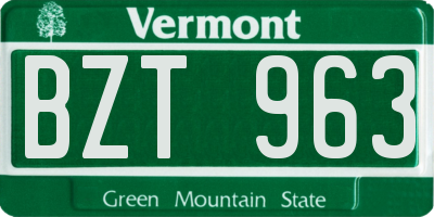 VT license plate BZT963
