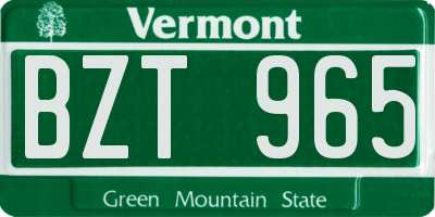 VT license plate BZT965
