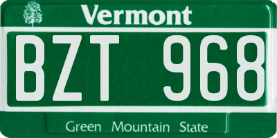 VT license plate BZT968