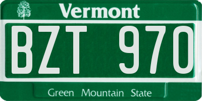 VT license plate BZT970