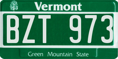 VT license plate BZT973
