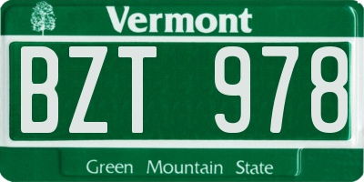 VT license plate BZT978