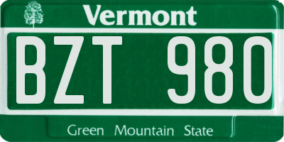 VT license plate BZT980