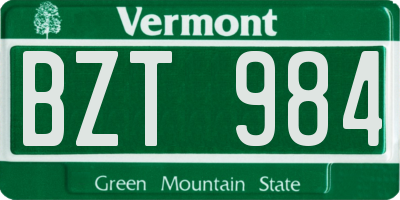 VT license plate BZT984