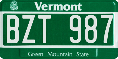 VT license plate BZT987