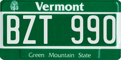 VT license plate BZT990