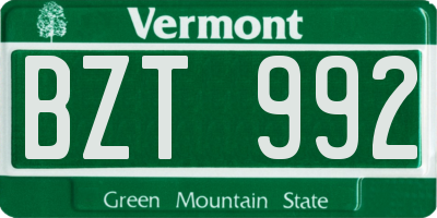 VT license plate BZT992