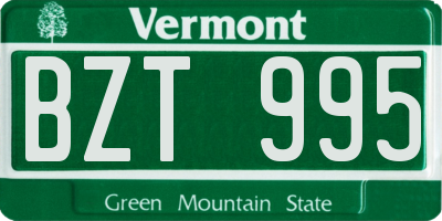 VT license plate BZT995