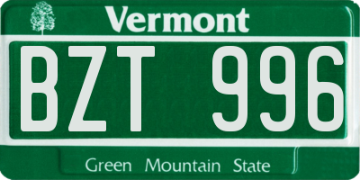 VT license plate BZT996