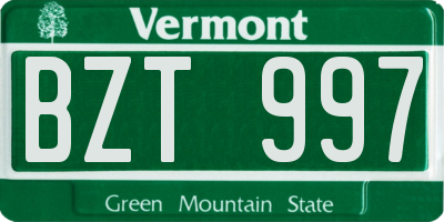 VT license plate BZT997