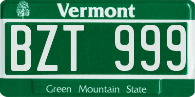 VT license plate BZT999