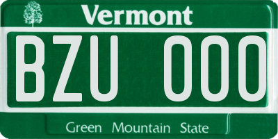 VT license plate BZU000