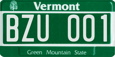 VT license plate BZU001