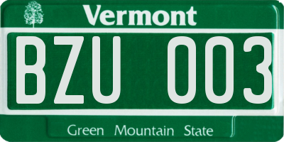 VT license plate BZU003