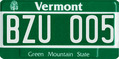 VT license plate BZU005