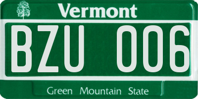 VT license plate BZU006