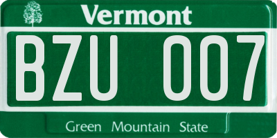 VT license plate BZU007