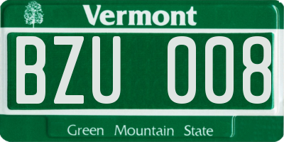 VT license plate BZU008