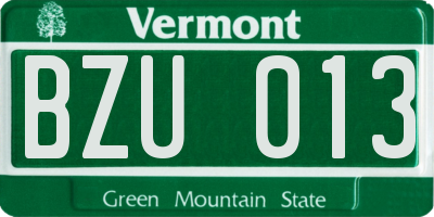 VT license plate BZU013