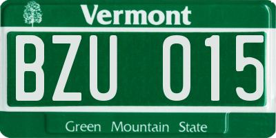 VT license plate BZU015