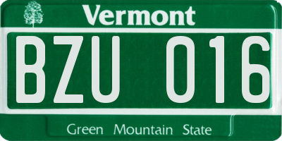 VT license plate BZU016