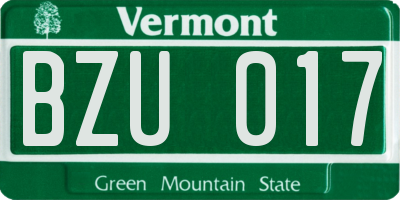 VT license plate BZU017