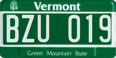 VT license plate BZU019