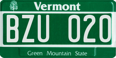 VT license plate BZU020