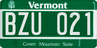VT license plate BZU021