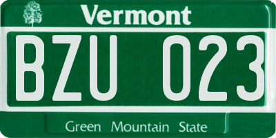 VT license plate BZU023