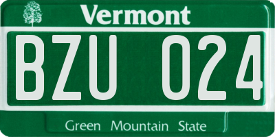 VT license plate BZU024